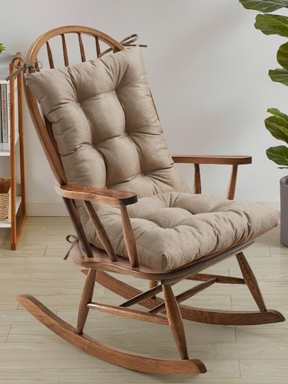 Sweet Home Collection 2-Piece Rocking Chair Cushion Set Taupe Tufted Non-Slip